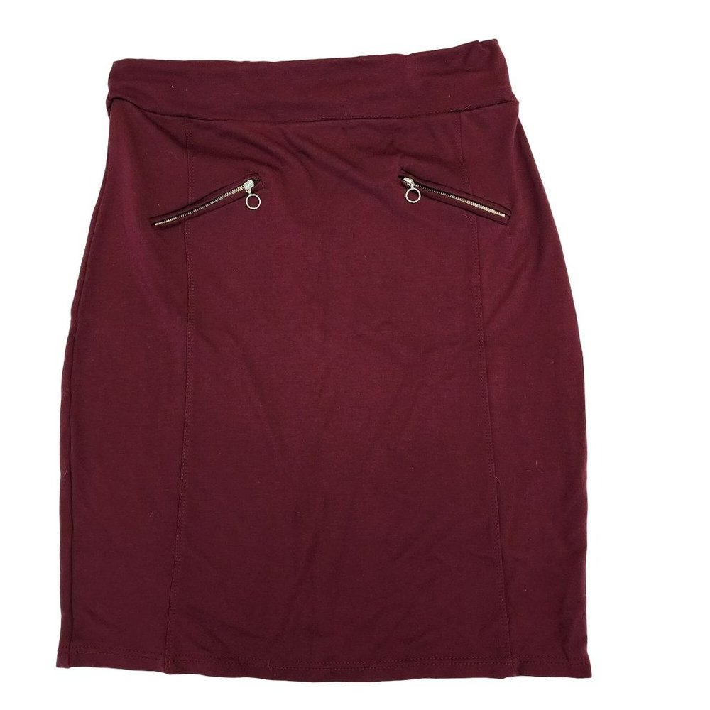 Ashley Blue Wine Pencil Skirt Size Large with zipper accents